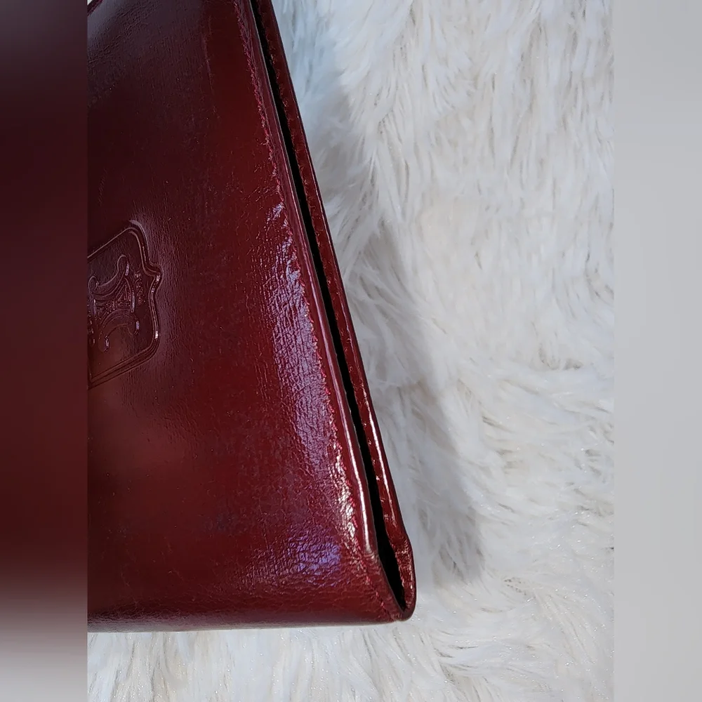 CELINE Burgundy/Red Leather Wallet with Gold Accents - Picture 14 of 15